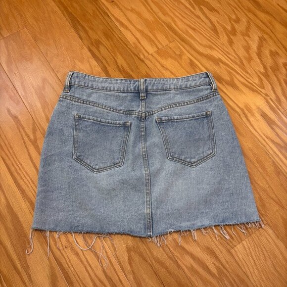 PACSUN Distressed Botton Hem Button-Up Denim Mini Skirt Womens Size 27 - Picture 2 of 5